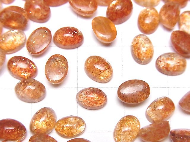 Hochwertiger Sonnenstein AAA Oval Cabochon 7x5mm 5 Stück