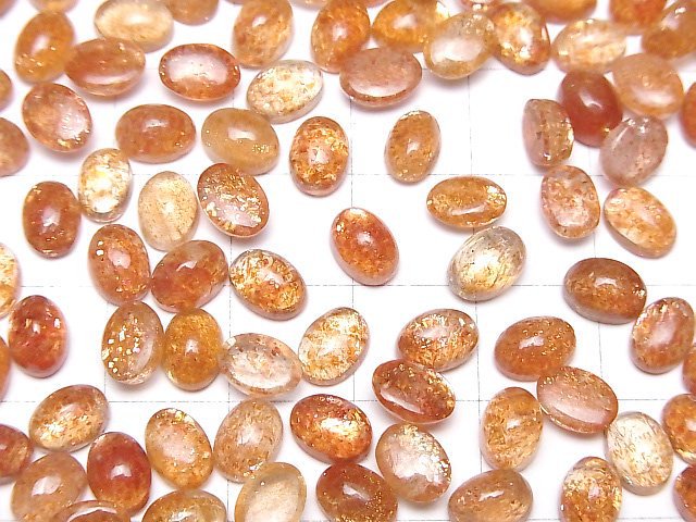 Hochwertiger Sonnenstein AAA Oval Cabochon 7x5mm 5 Stück