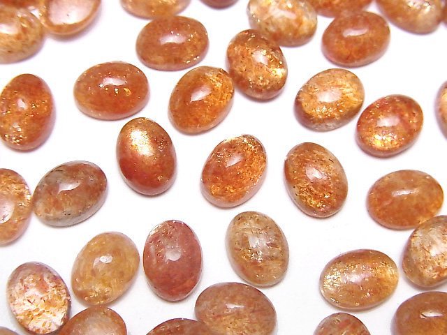 Hochwertiger Sonnenstein AAA Oval Cabochon 8x6mm 2 Stück