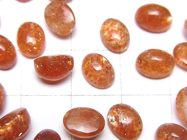 Hochwertiger Sonnenstein AAA Oval Cabochon 8x6mm 2 Stück