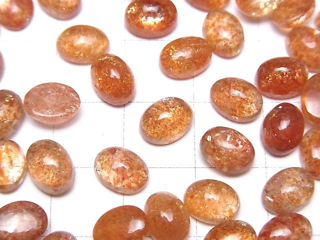 Hochwertiger Sonnenstein AAA Oval Cabochon 8x6mm 2 Stück