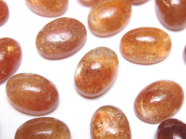 Hochwertiger Sonnenstein AAA Oval Cabochon 16x12mm 2 Stück