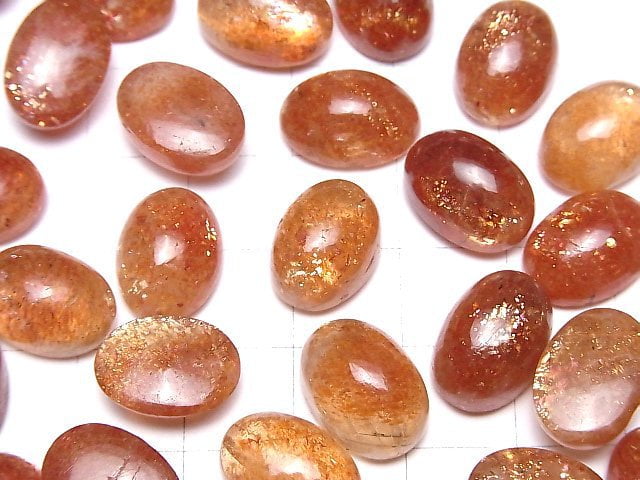 Hochwertiger Sonnenstein AAA Oval Cabochon 16x12mm 2 Stück