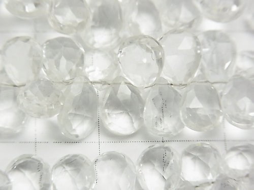 Weißer Topas AAA Birnenform facettierte Briolette 1/4 oder 1 Strang Perlen (ca. 8 Zoll / 20 cm)