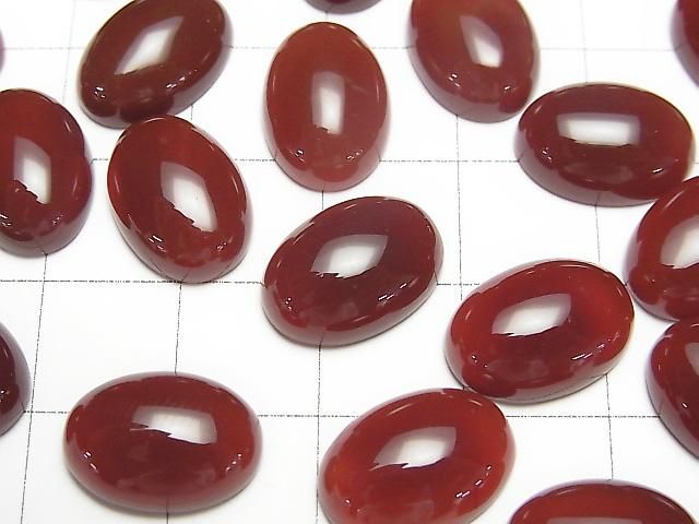 Roter Achat AAA Oval Cabochon 14x10mm 3 Stück