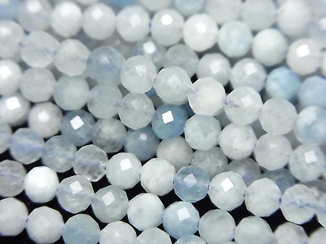 海藍寶 AA+ 切面圓珠 4毫米 1串 (約15英吋/37公分) 高品質!