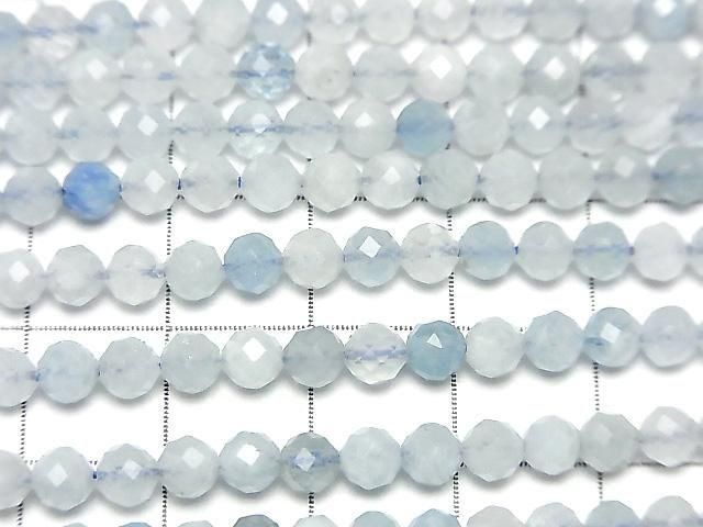 海藍寶 AA+ 切面圓珠 4毫米 1串 (約15英吋/37公分) 高品質!