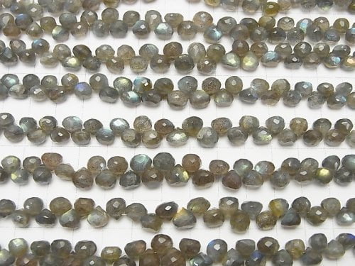 High Quality Labradorite AAA- Onion Faceted Briolette half or 1strand beads (aprx.7inch/17cm)