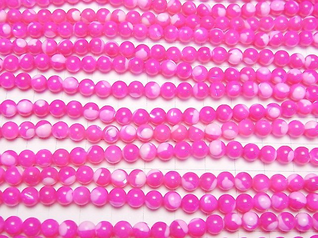 Perlmutt MOP Fuchsia Pink rund 6mm 1Strang Perlen (ca. 15 Zoll / 38 cm)