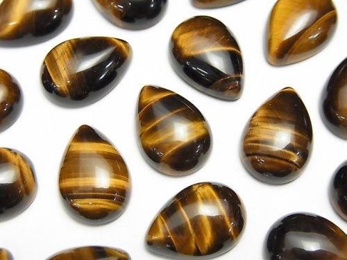 Gelber Tigerauge AA++ Birnenform Cabochon 14x10mm 3Stück