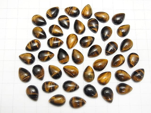 Gelber Tigerauge AA++ Birnenform Cabochon 14x10mm 3Stück