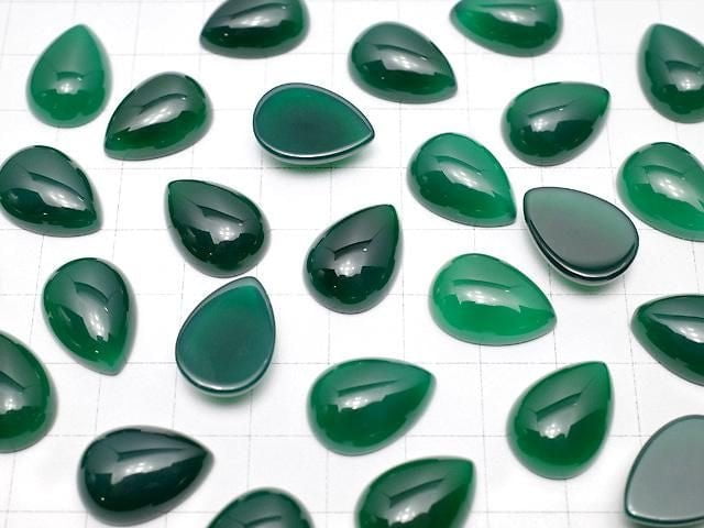 Grüner Onyx AAA Birnenform Cabochon 18x13mm 3Stück