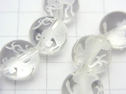 Einhorn Schnitzerei! Kristall AAA Rund 12mm halb oder 1Strang Perlen (Armband)