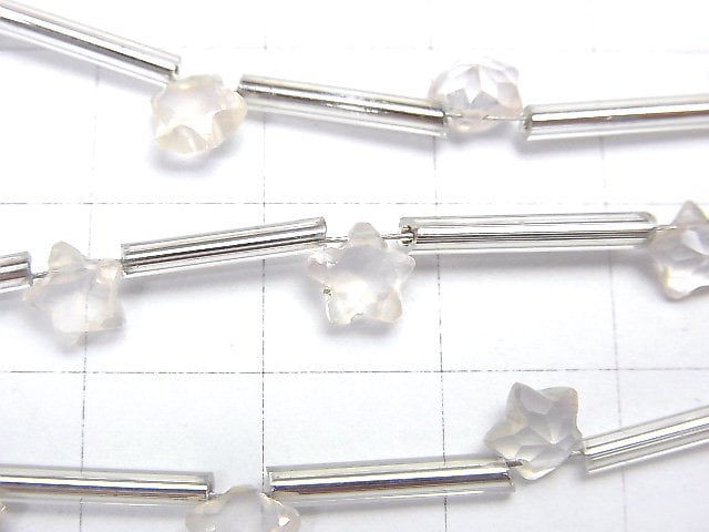 Rosenquarz AAA- facettierter Stern 6x6mm 1strang Perlen (10Stück)