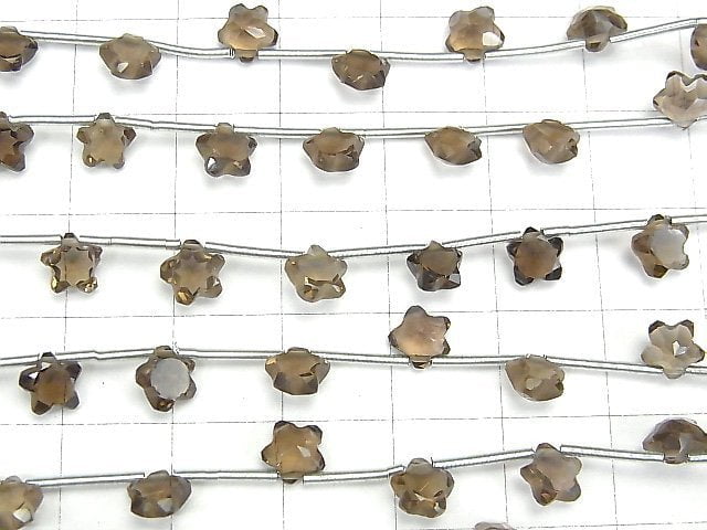 Rauchquarz AAA- facettierter Stern 6x6mm 1strang Perlen (10Stück)
