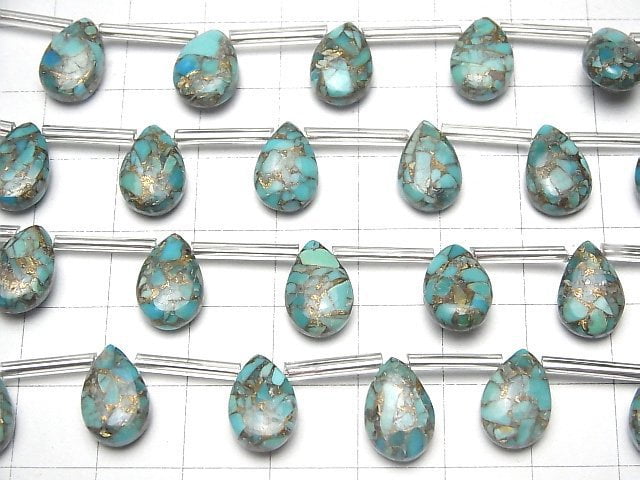 Blaue Kupfer-Turquoise AAA Birnenform (glatt) 12x8mm halbe oder 1 Strang Perlen (8 Stück)