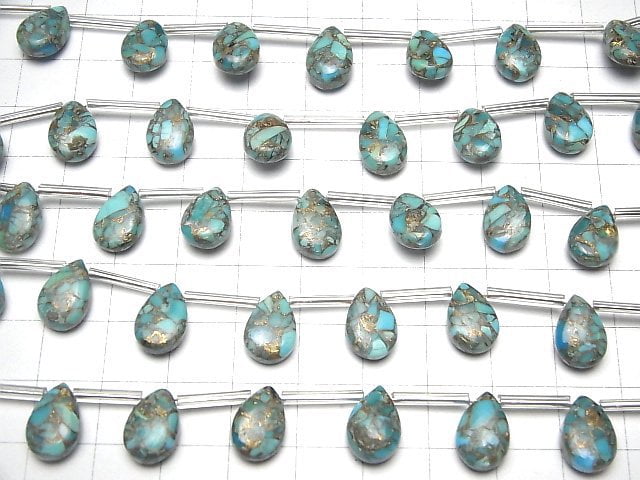 Blaue Kupfer-Turquoise AAA Birnenform (glatt) 12x8mm halbe oder 1 Strang Perlen (8 Stück)