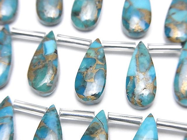 Blaue Kupfer-Turquoise AAA Birnenform (glatt) 15x6mm halbe oder 1 Strang Perlen (8 Stück)