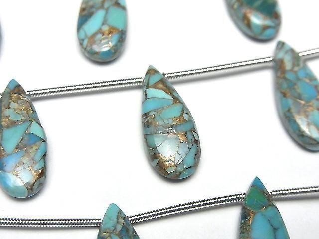 Blaue Kupfer-Turquoise AAA Birnenform (glatt) 20x8mm 1 Strang Perlen (6 Stück)