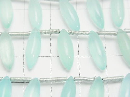 High Quality Sea Blue Chalcedony AAA Marquise Rice (Smooth) 15x5x5mm 1strand beads (10pcs)