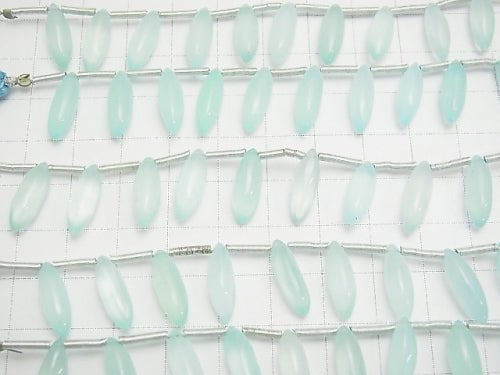 High Quality Sea Blue Chalcedony AAA Marquise Rice (Smooth) 15x5x5mm 1strand beads (10pcs)