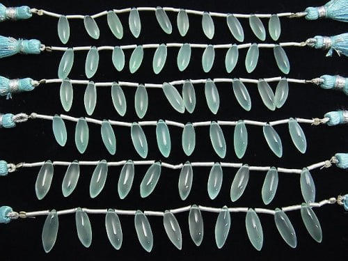 High Quality Sea Blue Chalcedony AAA Marquise Rice (Smooth) 15x5x5mm 1strand beads (10pcs)