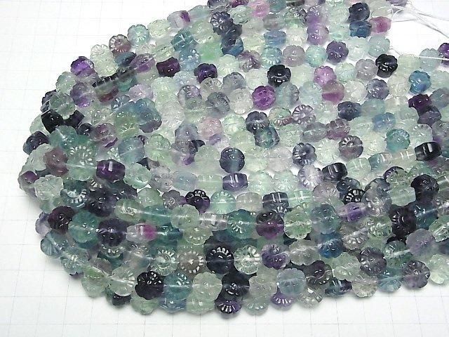 Multicolor Fluorit AAA Blume 10x10mm halbe oder 1 Strang Perlen (ca. 15 Zoll / 38 cm)