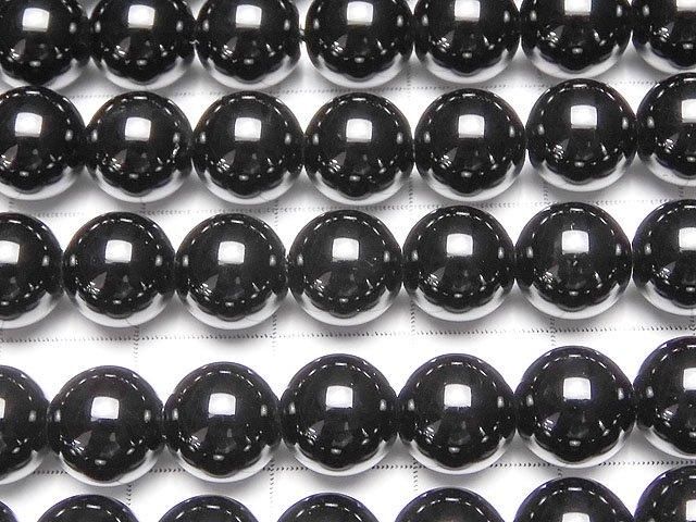 西藏墨晶水晶 AAA 圓珠 8毫米 半串或一串珠子 (約15英吋/36公分)
