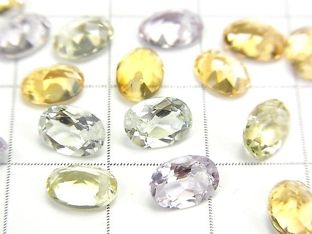 Hochwertiger gemischter Stein AAA oval facettiert 7x5mm 1/4-Armband
