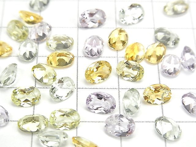 Hochwertiger gemischter Stein AAA oval facettiert 7x5mm 1/4-Armband