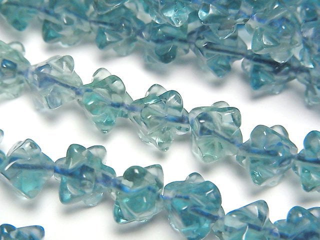 Blau-grüner Fluorit AAA Stern Würfelform 8x8mm halbe oder 1Strang Perlen (ca. 38cm)