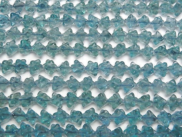 Blau-grüner Fluorit AAA Stern Würfelform 8x8mm halbe oder 1Strang Perlen (ca. 38cm)