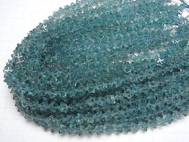 Blau-grüner Fluorit AAA Stern Würfelform 8x8mm halbe oder 1Strang Perlen (ca. 38cm)