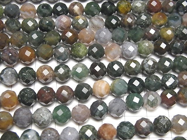 Hochwertig! Indische Jaspis facettiert rund 8mm 1Strang Perlen (ca. 36cm)