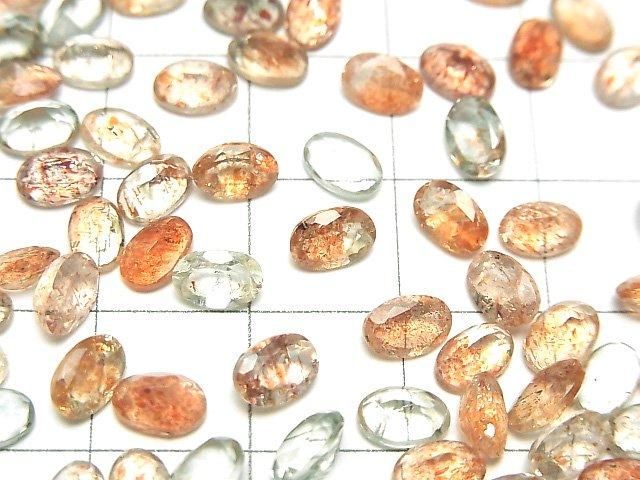 Hochwertiger Multicolor Sonnenstein AAA Lose Stein Oval Facettiert 6x4mm 5 Stück