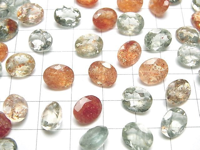 Hochwertiger Multicolor Sonnenstein AAA Lose Stein Oval Facettiert 10x8mm 5 Stück
