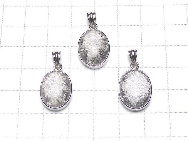 Meteoriten (Muonionalusta) Ovalanhänger 18x14x6mm Silber925