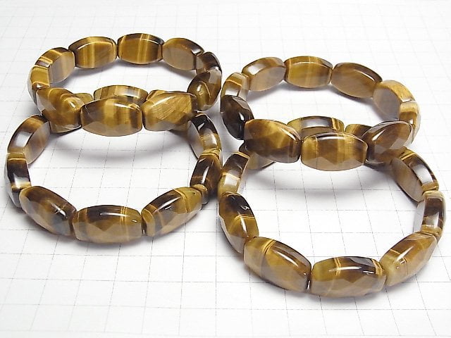 Gelber Tigerauge AAA- 2 Loch Rechteck 22x14x8mm Armband
