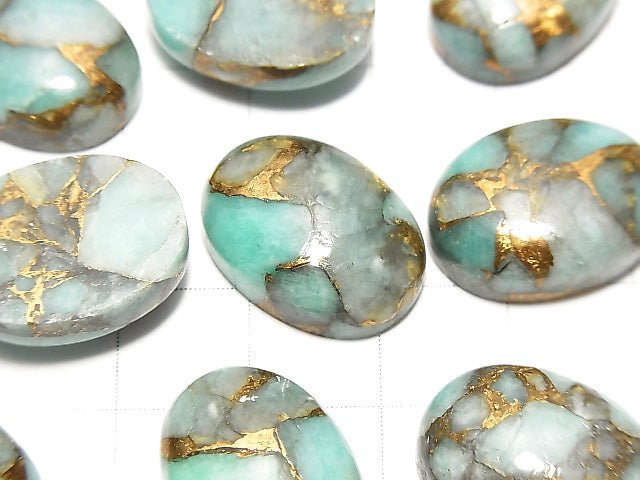 Kupfer Amazonit AAA Oval Cabochon 18x13mm 2Stück