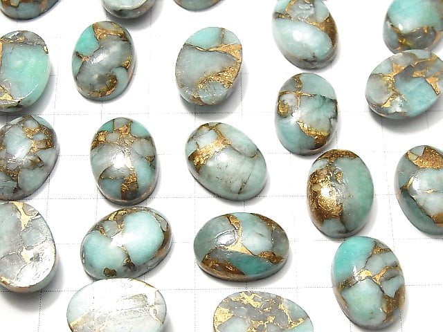Kupfer Amazonit AAA Oval Cabochon 18x13mm 2Stück