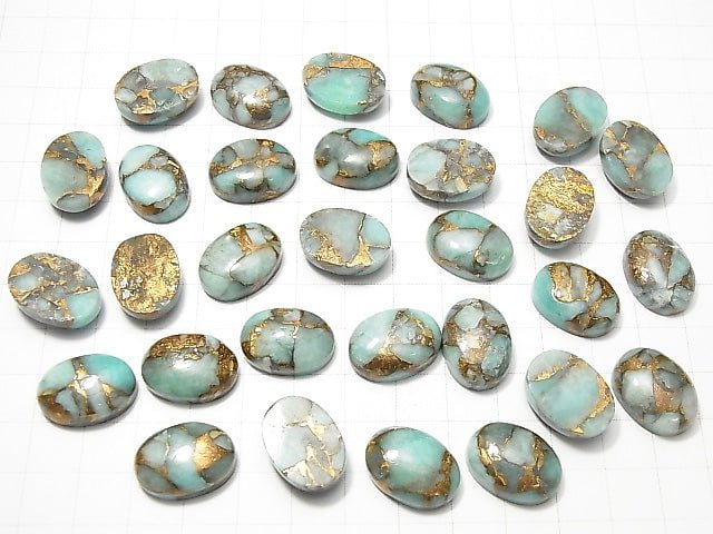 Kupfer Amazonit AAA Oval Cabochon 18x13mm 2Stück