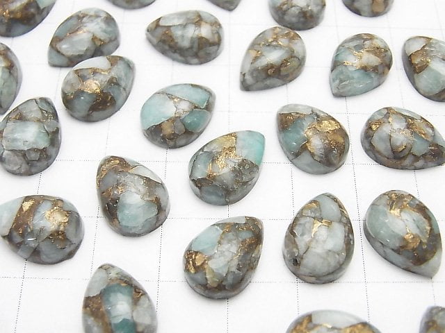 Copper Amazonite AAA Pear shape Cabochon 14x10mm 3pcs
