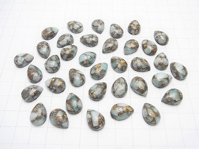 Copper Amazonite AAA Pear shape Cabochon 14x10mm 3pcs