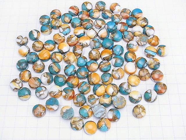 Austern-Kupfer-Türkis AAA rund Cabochon 12x12mm 2 Stück