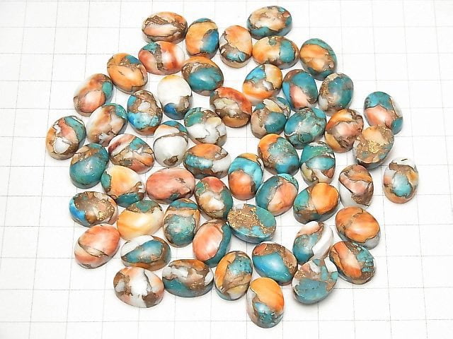 Austern Kupfer Türkis AAA Oval Cabochon 14x10mm 2Stück