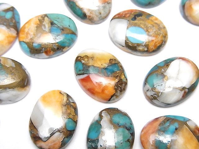 Austern Kupfer Türkis AAA Oval Cabochon 16x12mm 2Stück