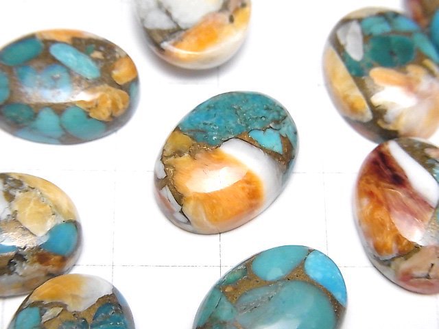 Austern Kupfer Türkis AAA Oval Cabochon 16x12mm 2Stück