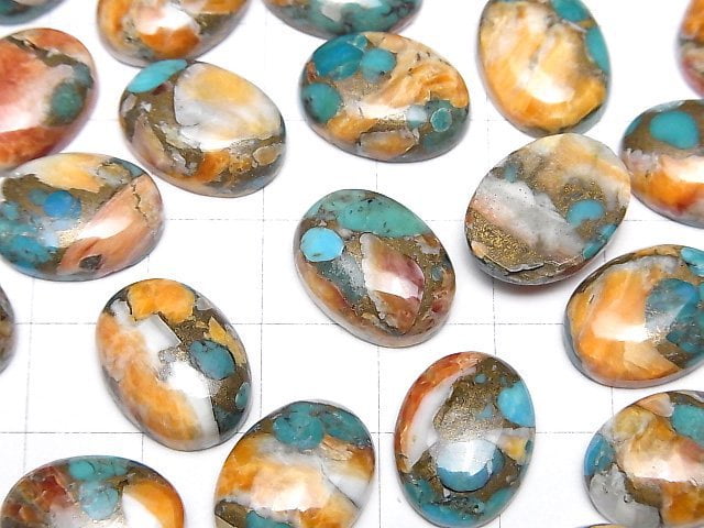Austern Kupfer Türkis AAA Oval Cabochon 16x12mm 2Stück