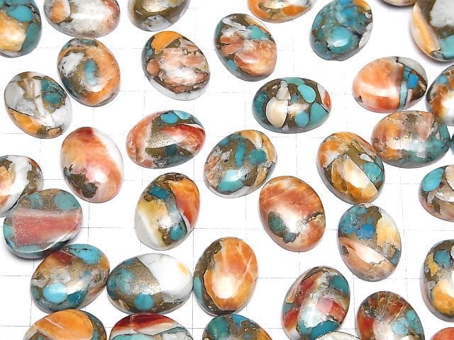 Austern Kupfer Türkis AAA Oval Cabochon 16x12mm 2Stück