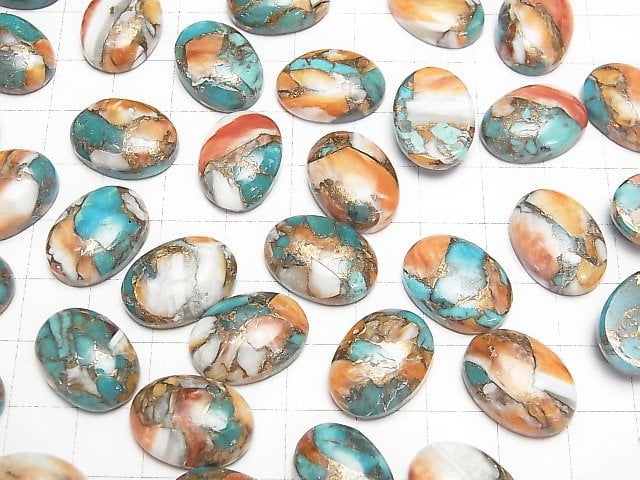 Austern Kupfer Türkis AAA Oval Cabochon 18x13mm 2Stück